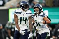 DK Metcalf (14) during Seattle Seahawks v New York Jets - Source: Getty